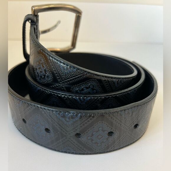 Prada Black Leather Belt with Silver Buckle - Picture 9 of 10